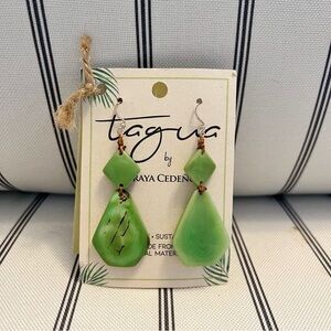 Tagua By Soraya Cedeño Green Dangle Earrings